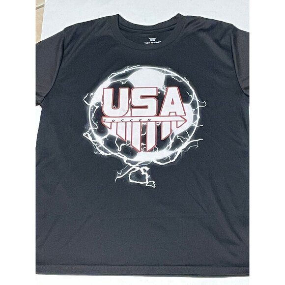 Tek Gear USA Soccer shirt mens large teens short sleeve Kohl's black - Picture 6 of 8